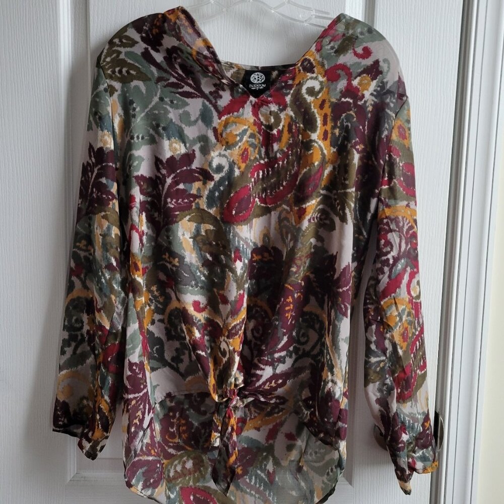 Sheer Fall Color Accent Top Size S